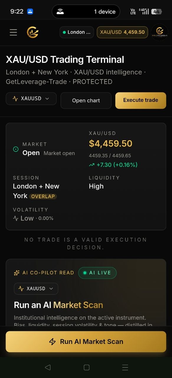 GoldTraderOS focused mobile screen